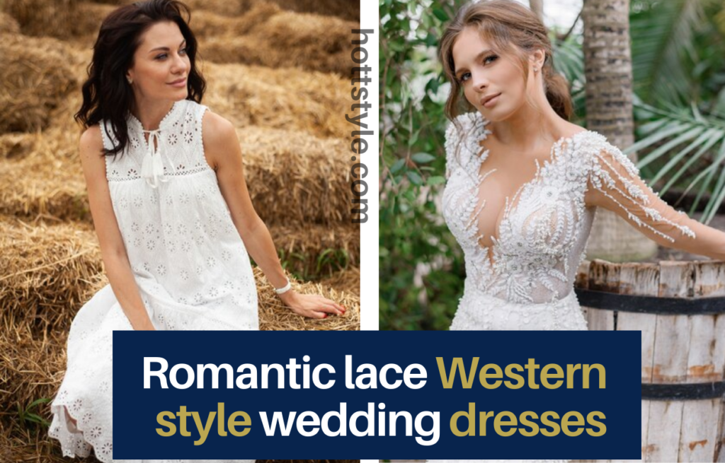  Romantic lace  Western style wedding dresses